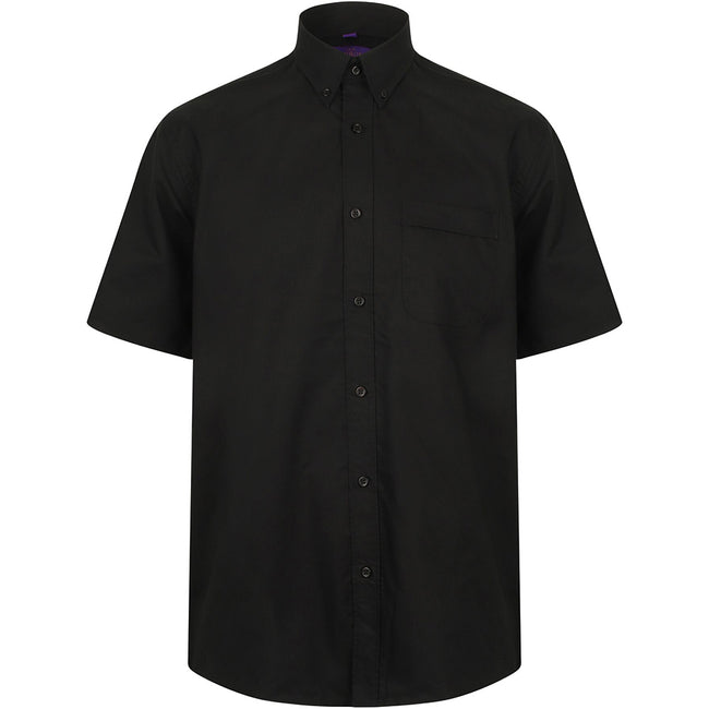 Black - Front - Henbury Mens Wicking Short Sleeve Work Shirt