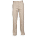 Stone - Front - Henbury Womens-Ladies 65-35 Flat Fronted Slim Fit Chino Work Trousers