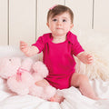 Fuchsia - Back - Larkwood Baby Unisex Short Sleeved Body Suit With Envelope Neck Opening