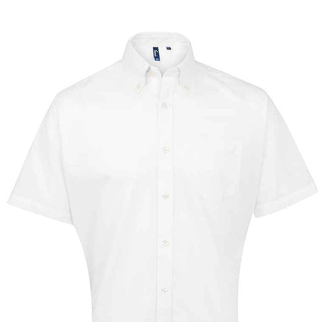 White - Back - Premier Mens Signature Oxford Short Sleeve Work Shirt