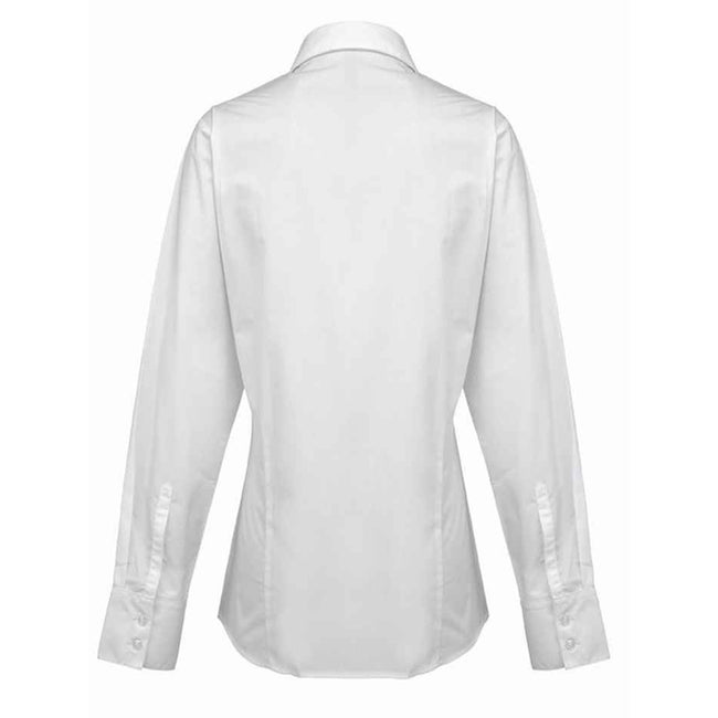 White - Back - Premier Womens-Ladies Supreme Heavy Poplin Long Sleeve Work Shirt