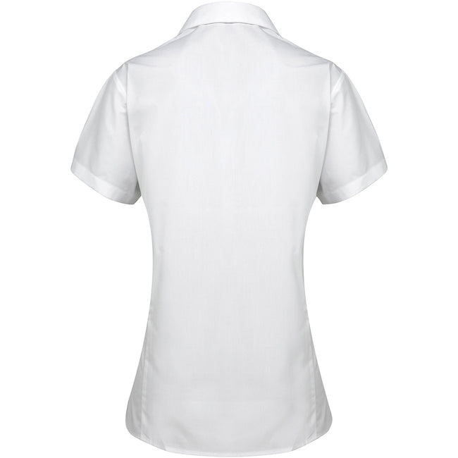 White - Back - Premier Womens-Ladies Supreme Heavy Poplin Short Sleeve Work Shirt