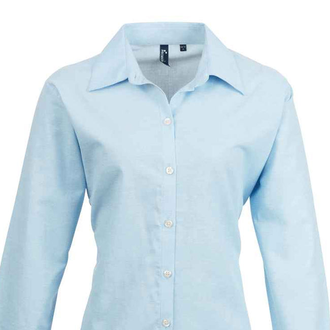 Light Blue - Back - Premier Womens-Ladies Signature Oxford Long Sleeve Work Shirt