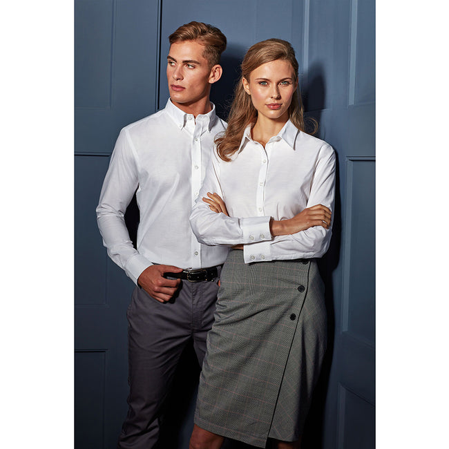 White - Pack Shot - Premier Womens-Ladies Signature Oxford Long Sleeve Work Shirt