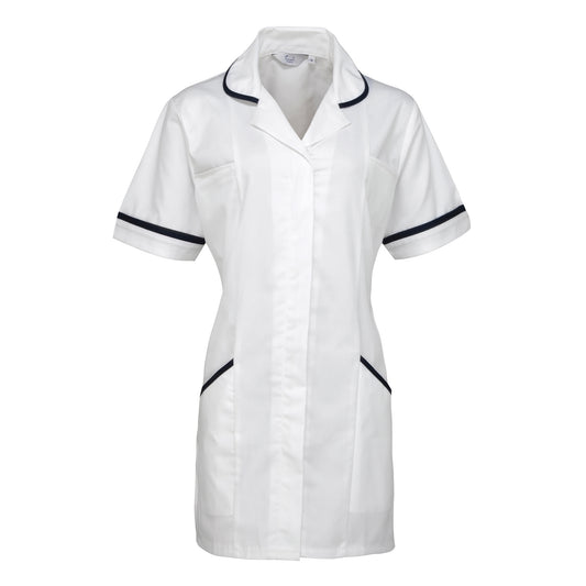 White- Navy - Front - Premier Ladies-Womens Vitality Medical-Healthcare Work Tunic
