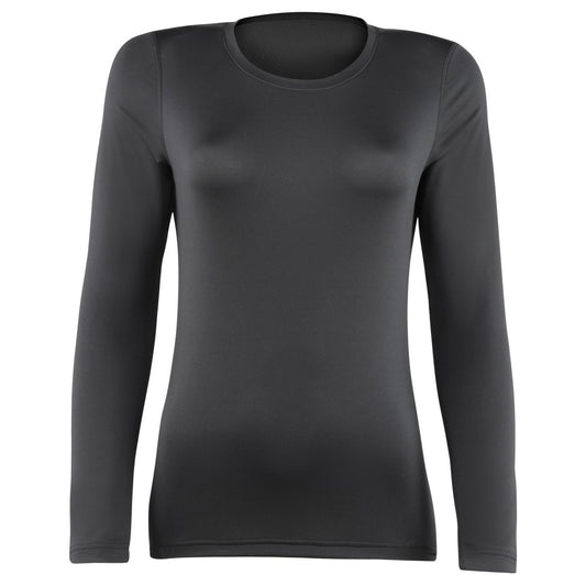 Black - Front - Rhino Womens-Ladies Sports Baselayer Long Sleeve