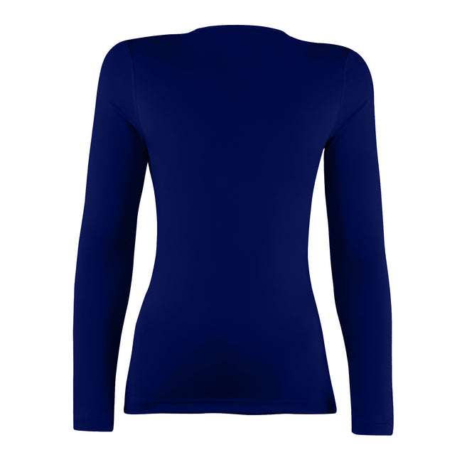 Navy - Back - Rhino Womens-Ladies Sports Baselayer Long Sleeve