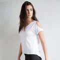 White - Back - SF Womens-Ladies Plain Short Sleeve T-Shirt With Drop Detail