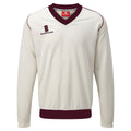 White- Maroon trim - Back - Surridge Boys Junior Fleece Lined Sweater Sports - Cricket