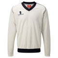 White- Navy trim - Front - Surridge Boys Junior Fleece Lined Sweater Sports - Cricket