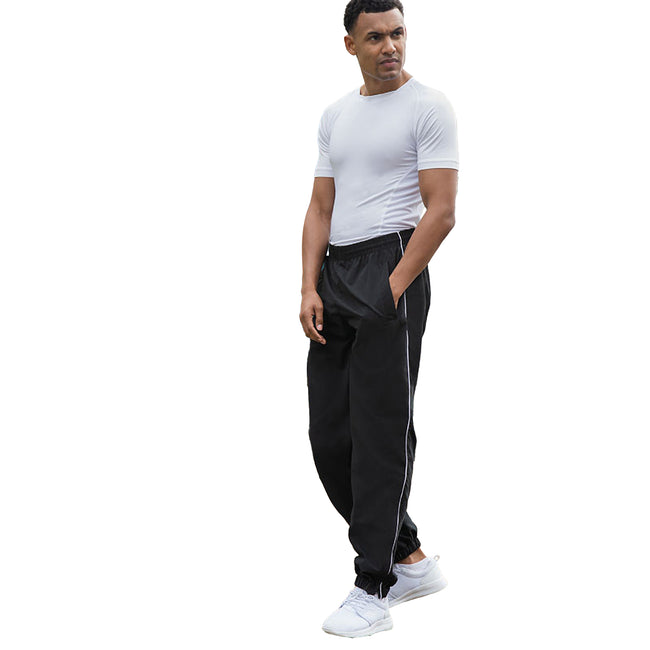 Black- White piping - Side - Tombo Teamsport Kids Start Line Track Sports Training Bottoms - Pants
