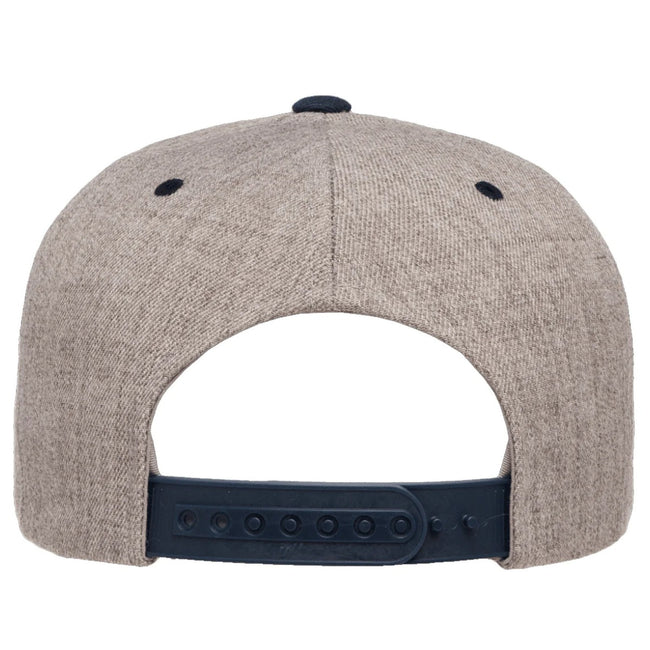 Heather Grey-Navy - Back - Yupoong Mens The Classic Premium Snapback 2-Tone Cap