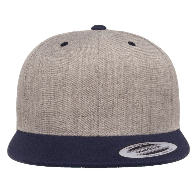 Heather Grey-Navy - Side - Yupoong Mens The Classic Premium Snapback 2-Tone Cap