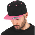 Black- Neon Pink - Back - Yupoong Mens The Classic Premium Snapback 2-Tone Cap