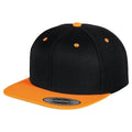 Black- Neon Orange - Front - Yupoong Mens The Classic Premium Snapback 2-Tone Cap