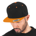 Black- Neon Orange - Back - Yupoong Mens The Classic Premium Snapback 2-Tone Cap