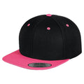 Black- Neon Pink - Front - Yupoong Mens The Classic Premium Snapback 2-Tone Cap
