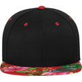 Black- Floral Red - Back - Yupoong Mens Fashion Print Premium Snapback Cap