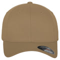 Khaki - Back - Yupoong Mens Flexfit Fitted Baseball Cap