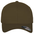 Olive - Back - Yupoong Mens Flexfit Fitted Baseball Cap