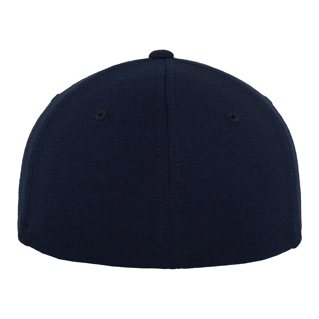 Navy - Back - Yupoong Mens Flexfit Double Jersey Cap