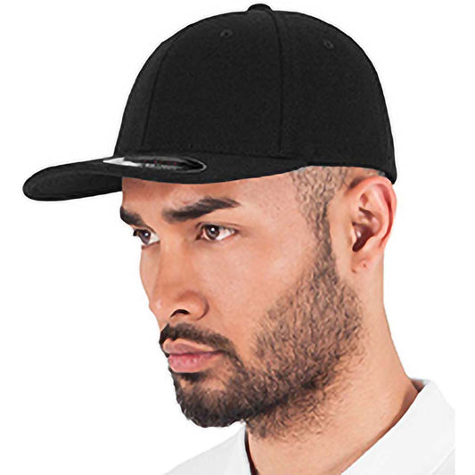 Black - Front - Yupoong Mens Flexfit Double Jersey Cap