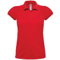 Red - Front - B&C Womens-Ladies Heavymill Cotton Short Sleeve Polo Shirt