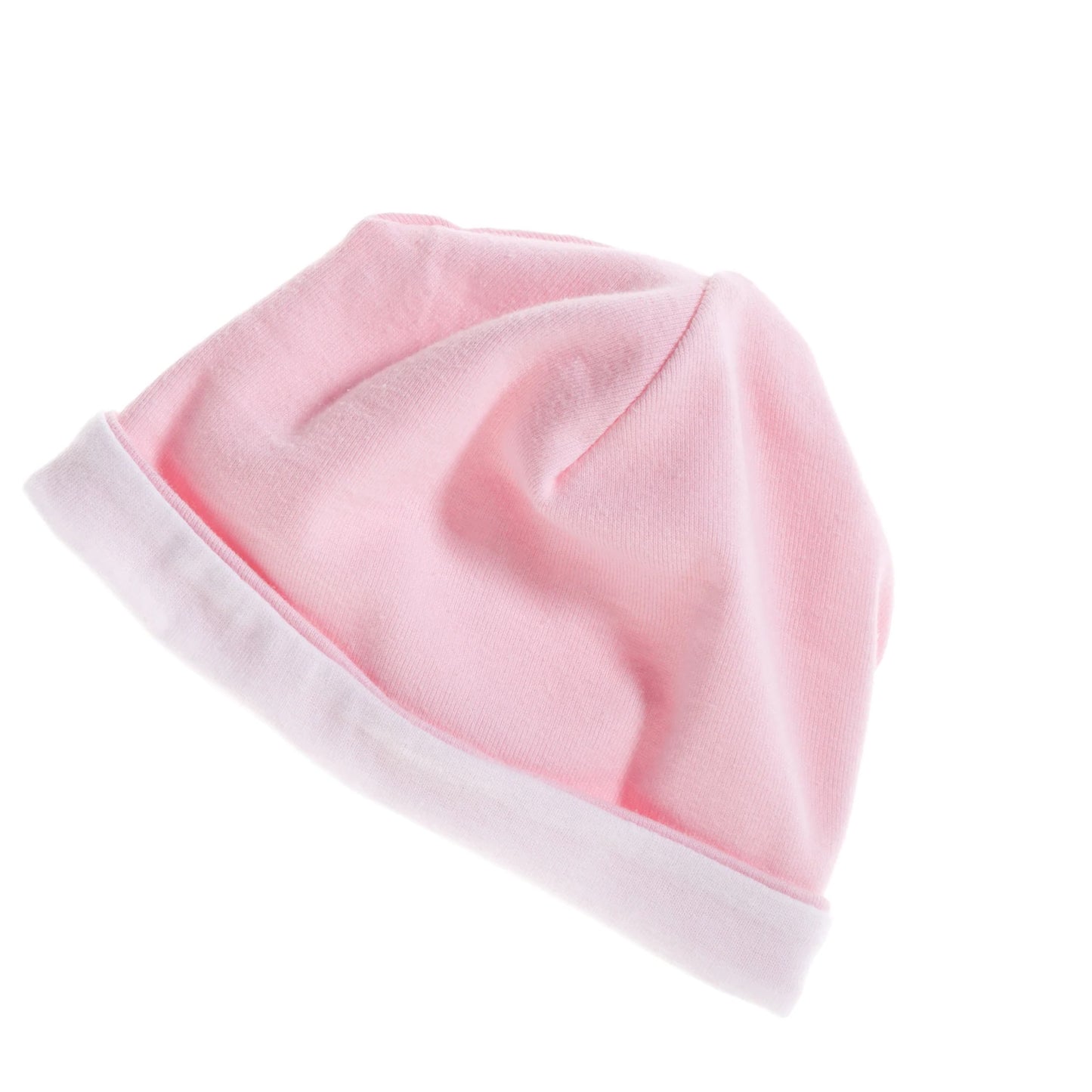 Pink - White - Back - Bella + Canvas Baby Unisex Reversible Baby Rib Beanie Hat