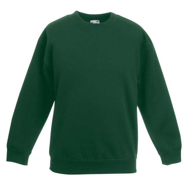 Bottle Green - Front - Fruit Of The Loom Kids Unisex Classic 80-20 Set-In Sweatshirt