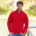 Red - Back - Fruit Of The Loom Mens Premium 70-30 Zip Neck Sweatshirt
