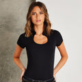 Black - Back - Kustom Kit Womens-Ladies Corporate Short Sleeve Keyhole Neck Top
