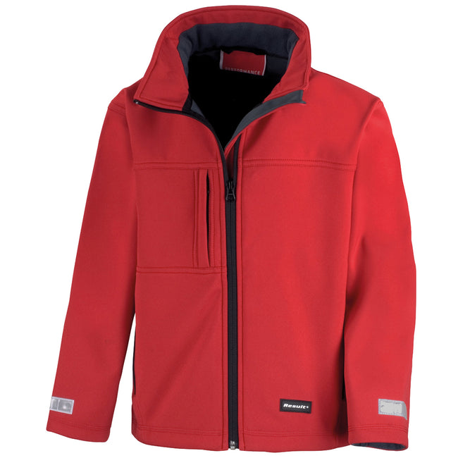 Red - Front - Result Childrens Unisex Waterproof Classic Softshell 3 Layer Jacket