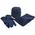 Navy - Front - Result Unisex Active Fleece Anti-Pill Winter Hat, Gloves & Neckwarmer Set