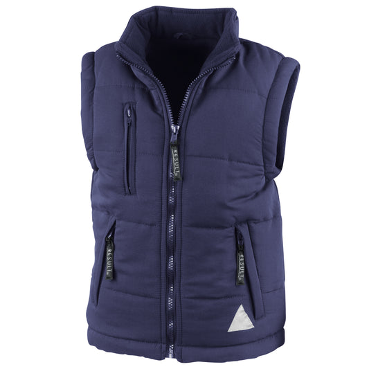 Navy - Front - Result Childrens Unisex Ultra Padded Bodywarmer - Gilet (Water Repellent & Windproof)