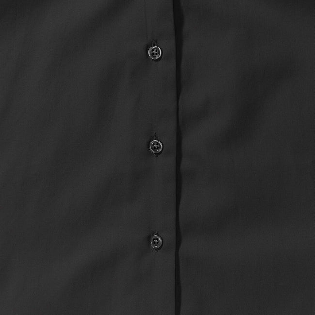 Black - Pack Shot - Russell Collection Womens-Ladies Short Sleeve Classic Twill Shirt