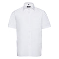 White - Front - Russell Collection Mens Short Sleeve Pure Cotton Easy Care Poplin Shirt