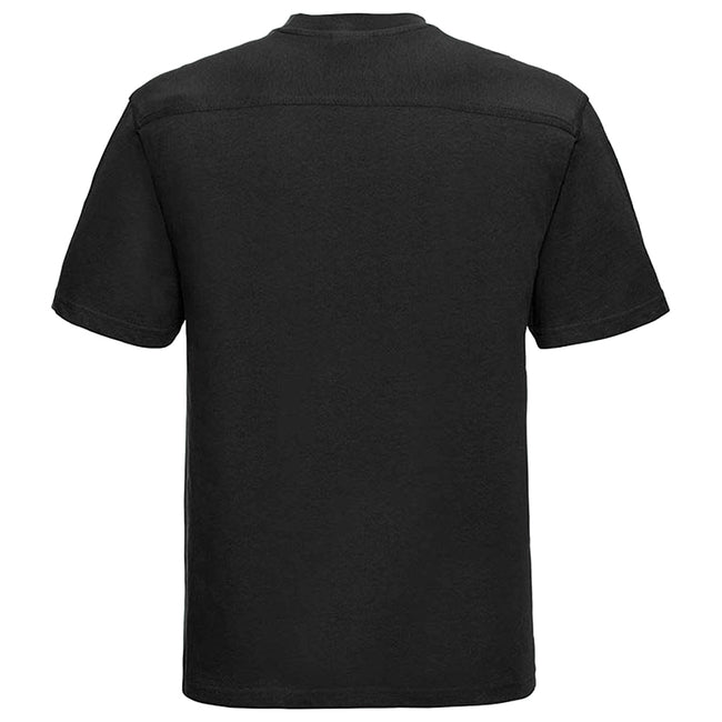 Bottle Green - Close up - Russell Europe Mens Workwear Short Sleeve Cotton T-Shirt