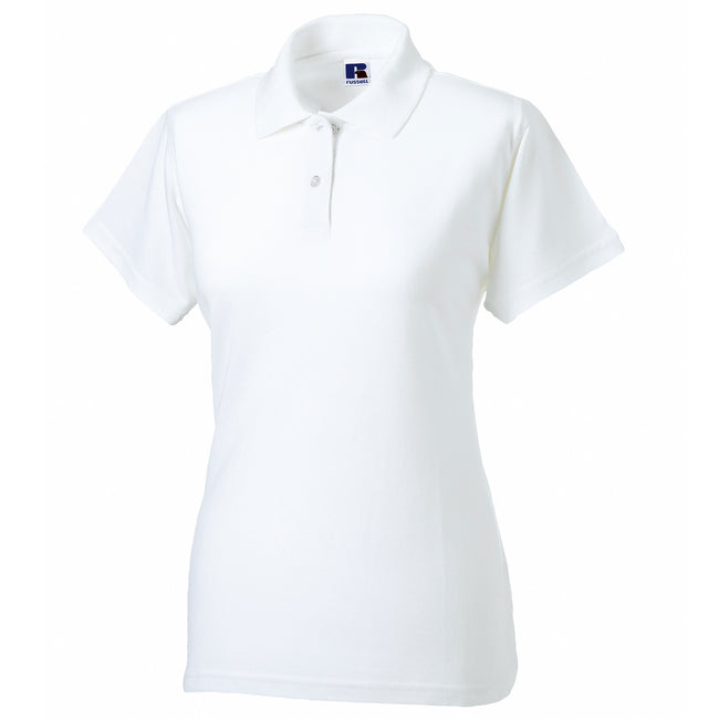 White - Back - Russell Europe Womens-Ladies Classic Cotton Short Sleeve Polo Shirt