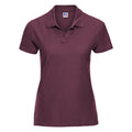 Burgundy - Front - Russell Europe Womens-Ladies Ultimate Classic Cotton Short Sleeve Polo Shirt