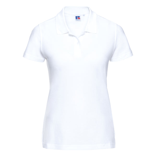 White - Front - Russell Europe Womens-Ladies Ultimate Classic Cotton Short Sleeve Polo Shirt