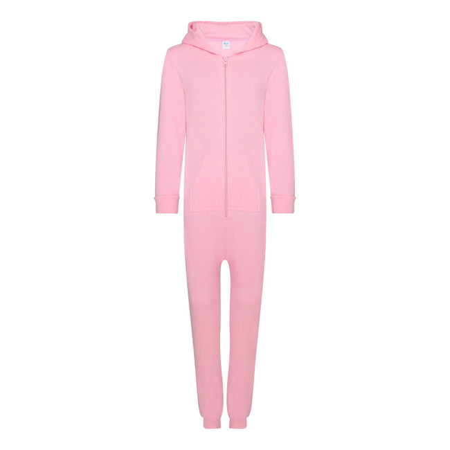 Baby Pink - Front - Comfy Co Childrens Unisex Plain All In One - Onesie