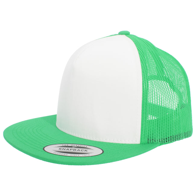 Kelly-White-Kelly - Front - Yupoong Flexfit Unisex Classic Trucker Snapback Cap