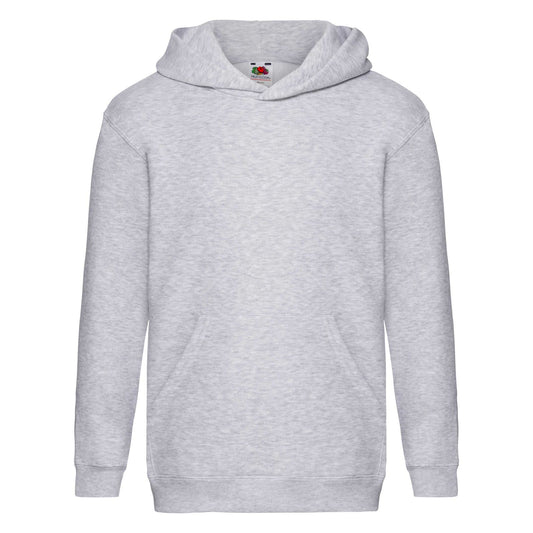 Heather Grey - Front - Fruit Of The Loom Kids Unisex Premium 70-30 Hooded Sweatshirt - Hoodie
