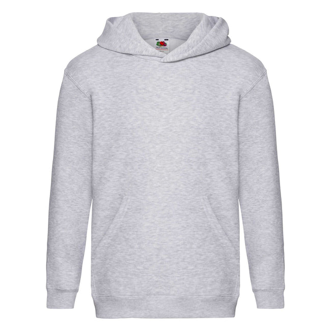 Heather Grey - Front - Fruit Of The Loom Kids Unisex Premium 70-30 Hooded Sweatshirt - Hoodie