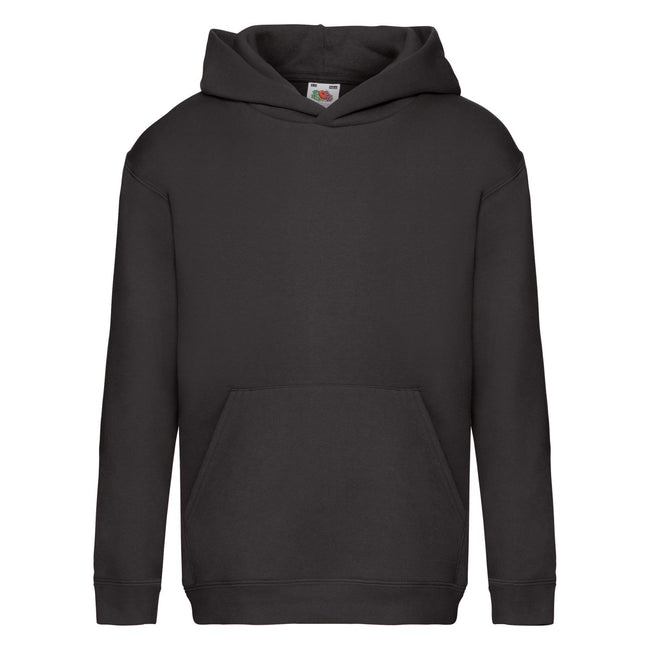 Black - Front - Fruit Of The Loom Kids Unisex Premium 70-30 Hooded Sweatshirt - Hoodie
