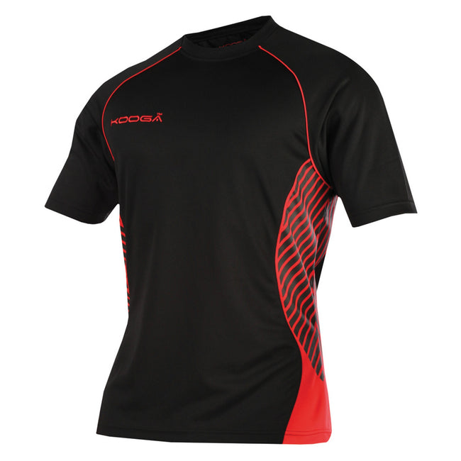 Black-Red - Front - KooGa Boys Junior Try Panel Match Rugby Shirt