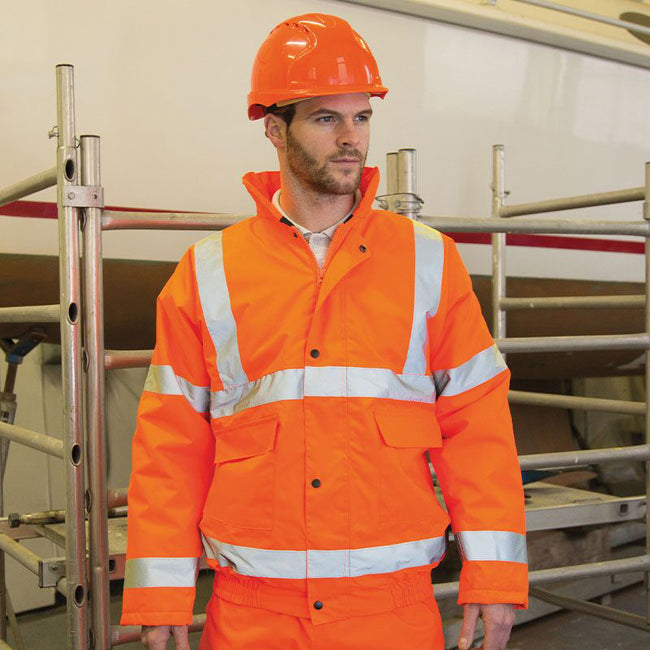Orange - Back - Result Core High-Viz Winter Blouson Jacket (Waterproof & Windproof)