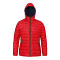 Red-Navy - Front - 2786 Womens-Ladies Hooded Water & Wind Resistant Padded Jacket