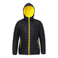 Black-Bright Yellow - Front - 2786 Womens-Ladies Hooded Water & Wind Resistant Padded Jacket