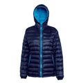 Navy-Sapphire - Front - 2786 Womens-Ladies Hooded Water & Wind Resistant Padded Jacket
